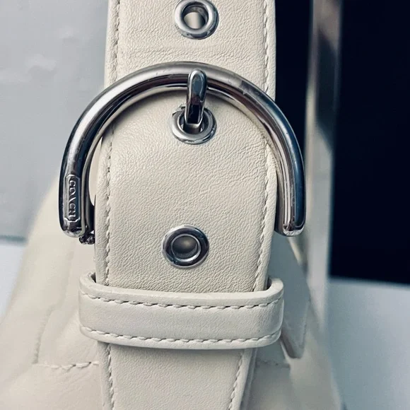 VINTAGE COACH SOHO CREAM/BEIGE HOBO LEATHER SHOULDER SHOULDER BAG  9464 - Picture 8 of 15